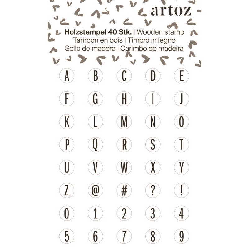 Timbre  «alphabet & chiffres»  20 x 28 mm jeu 40 pièces