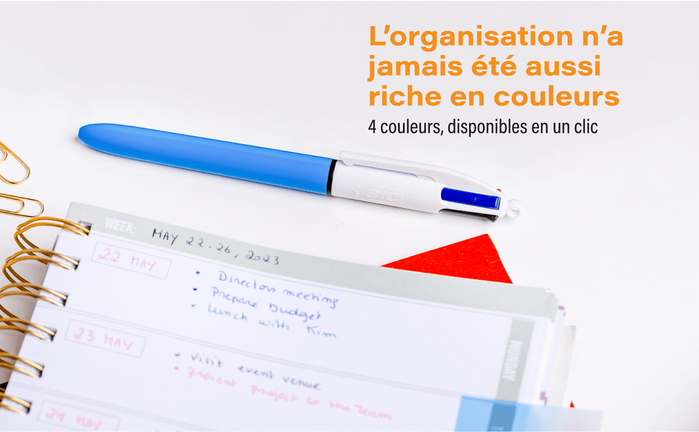 Stylos Bic 4 couleurs (12 pièces)