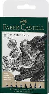 ​​8 Feutres encre de chine PITT ArtistPen noir