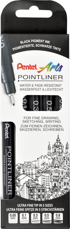 Fineliner Pigment noir, set à 5 pièces