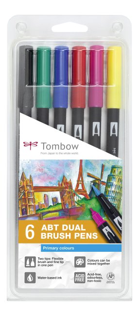 TOMBOW Dual-Brush Pen 6 Grundfarben