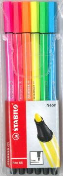 Feutres fluorescents Stabilo 68, 6 couleurs