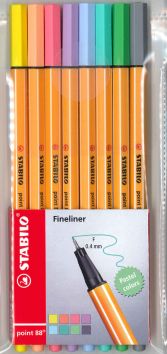 Finliner Stabilo Point 88, 8 couleurs pastel