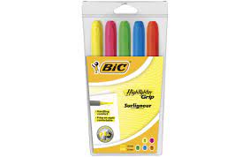 Surligneur Bic, 5 couleurs fluo