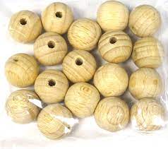 Boules en bois ø 15 mm avec trou traversant (18 pièces)