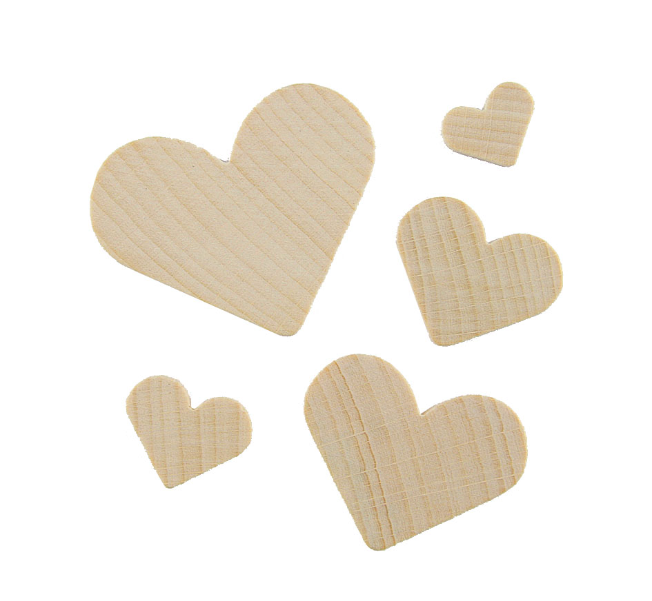 Coeurs en bois 1.5 - 5 cm 70 pièces