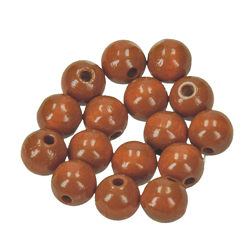 Perles en bois 10 mm - brun clair 53 pces