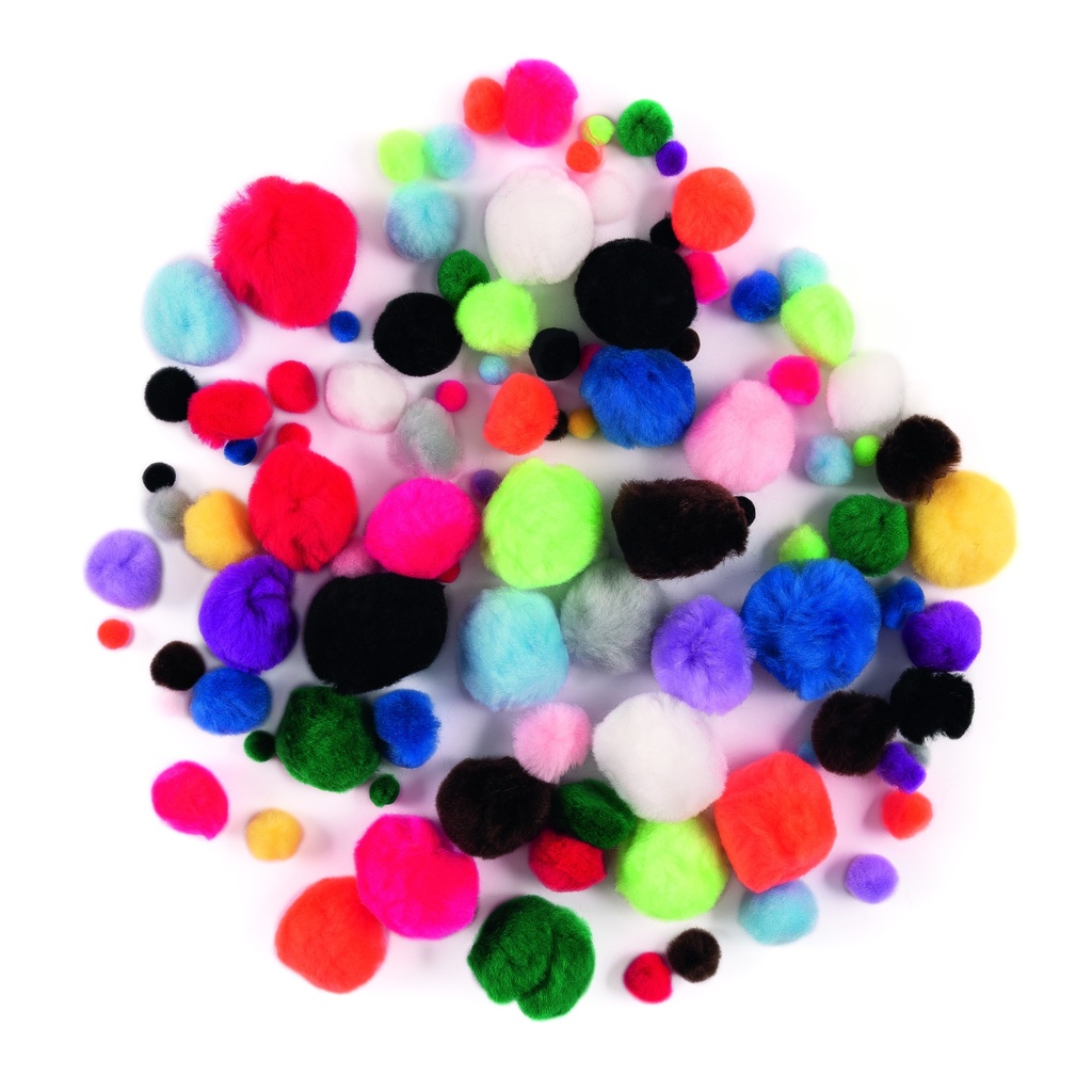 Assortiment de pompons ø 1-5 cm 100 pièces