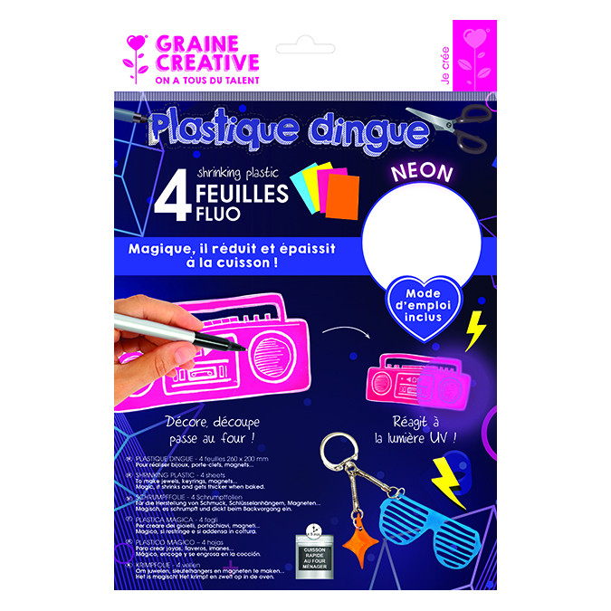 Plastique dingue fluo 4 feuilles