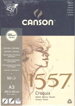 Bloc Canson  pour  croquis  120g/m2, 50 fles No 1557