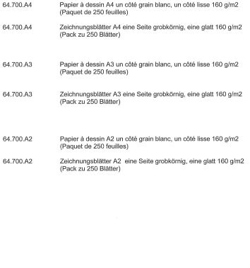 Zeichnungsblätter A2 160 g/m2 weiss 1 Seite grobkörnig / glatt (250 Blatt)