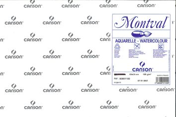 Papier aquarelle  grain fin Montval 200 g/m2 50 x 65 cm