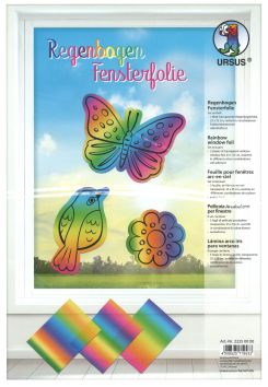 Feuilles pour fenêtres arc-en-ciel 23 x 33 cm, 3 feuilles transparents autocollantes