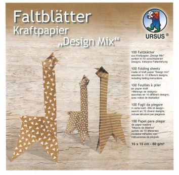 Faltblätter Kraftpapier «Design Mix» 80 g/m2 15x15cm 100 Blatt