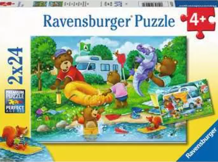 ​​2 Puzzles «La famille Ours part camper» 24 pièces