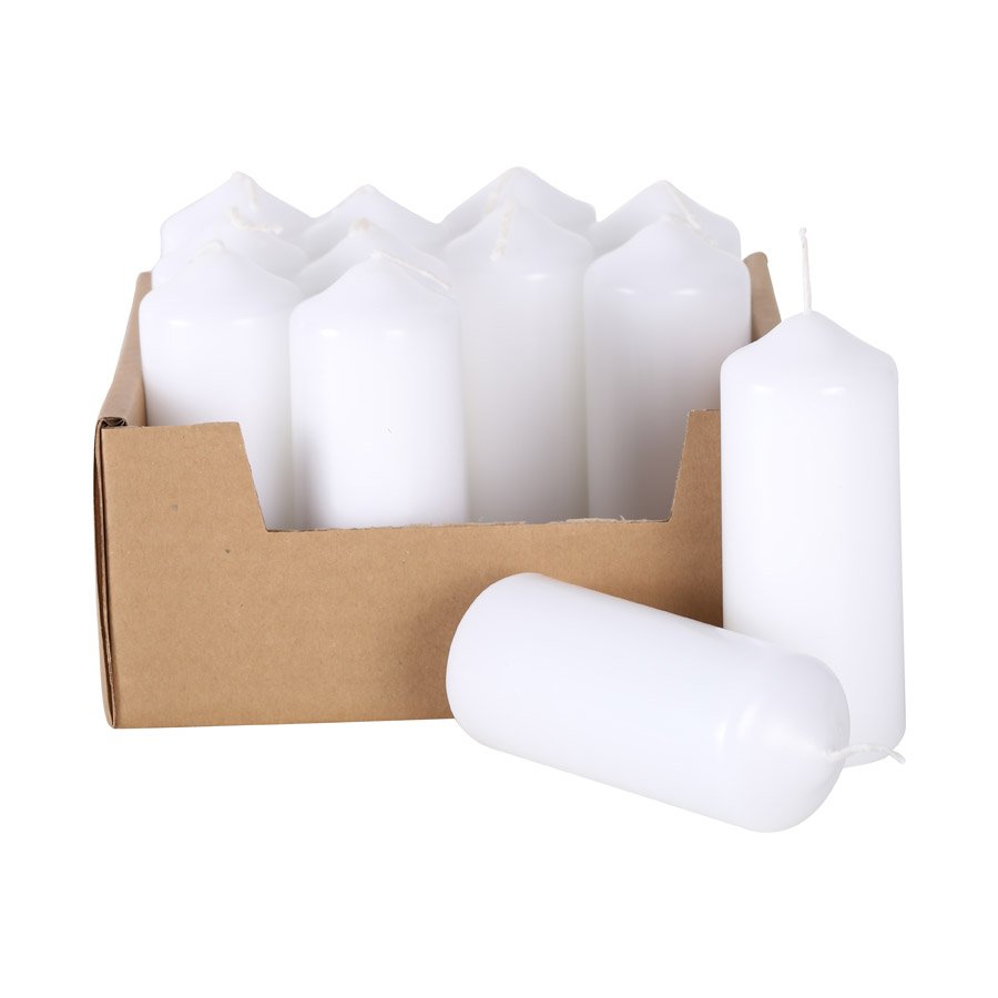 Lot de 12 bougies blanches ø 40 mm hauteur 110 mm