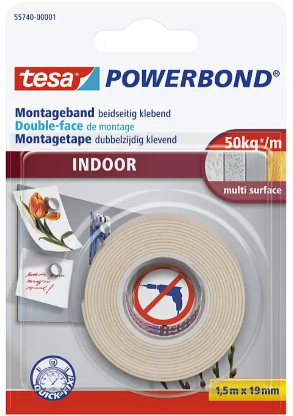 Ruban de fixation tesa® Powerbond double face 1.5 m x 19 mm