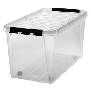 Caisse en plastique rectangulaire 70l sur roulettes 72x40x38cm