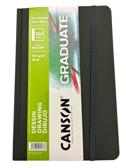 Canson Skizzenbuch Graduate Drawing 14 x 21.6 cm, weisses Papier 160g/m2, 104 Seiten