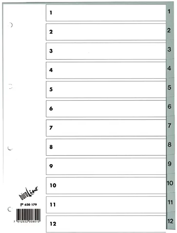 Répertoire A4 numéro de 1-12 en polypropylène