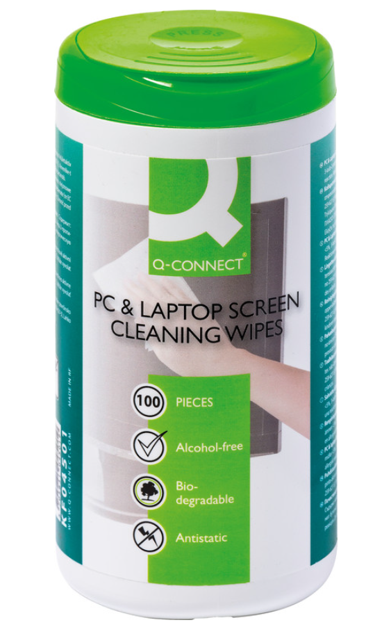 Lingettes de nettoyage pour PC et ordinateurs  Q-Connect (boîte 100 pces)