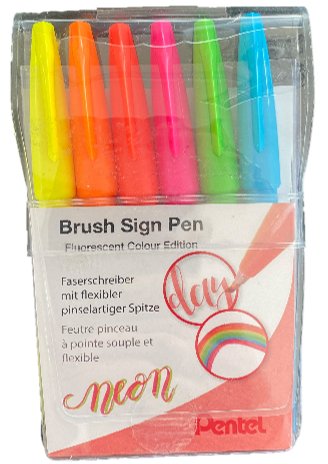 Faserschreiber «Brush Sign Pen», Set 16 Stück Leuchfarben