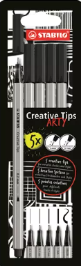 Fileliners STABILO®Creative Tips étui de 5 pièces ARTY BLACK