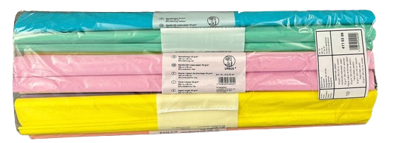 Bastelkrepp "pastell"  32g/m2  2,50 m x 0,5 m 10 Rollen sortiert