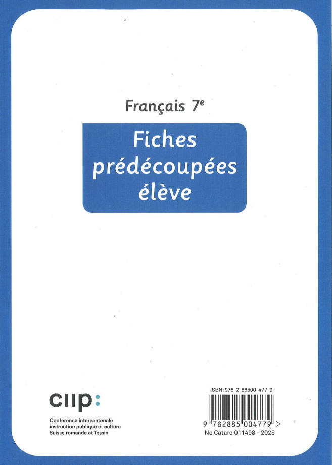 Français 7e, fiches prédécoupées élève, série lilas provisoire (CATARO 011498)
