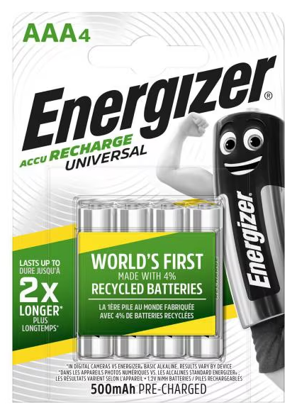 Batterie wiederaufladbar Energizer 1.2V (4 Stück)