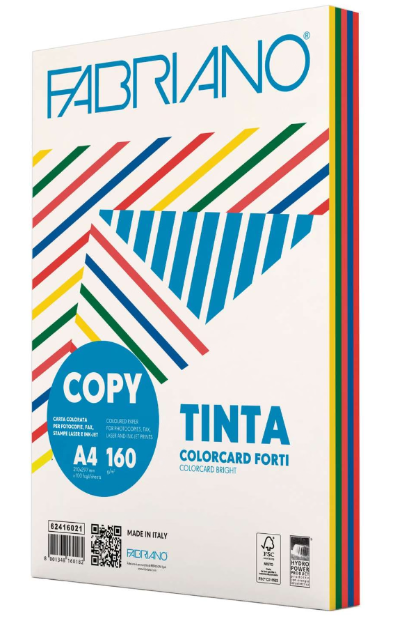 Papier photocopies A4 160 gm2, 5 couleurs intenses (100 feuilles)