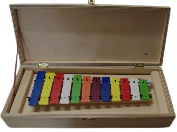 [24968] Carillon 12+3 avec un coffret en bois avec deux baguettes