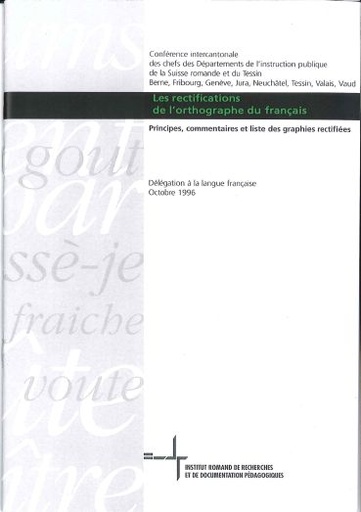 [11096] Les rectifications de l'orthographe (pour le maître) (CATARO 010413)