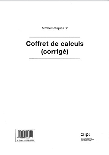 [12139] Mathématiques 3e corrigé du coffret de calculs