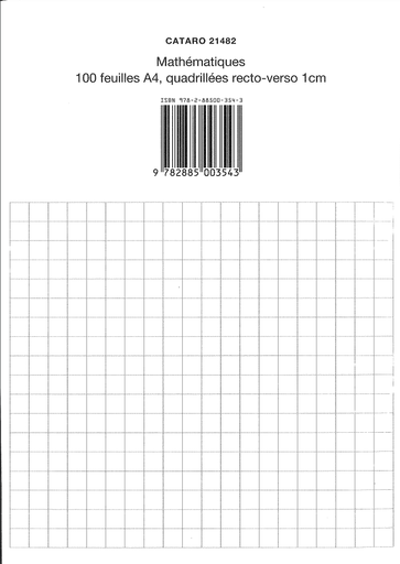 [12397.3] Blätter A4 kariert 1cm beidseitig (100 Blatt)
