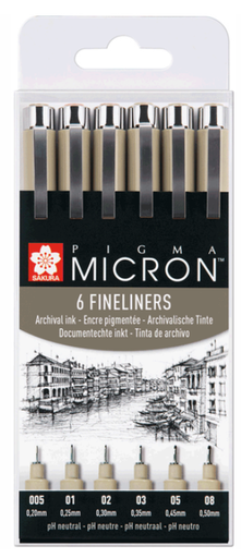 [68.273] Pigma Micron Fineliner Set 6 Stifte schwarz