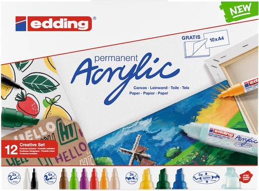 [91.725] Acrylmarker Set edding à 12 Stück  (5000 - 5100 - 5300 - 5400)