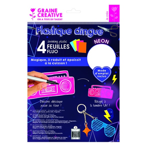 [83.200.321] Plastique dingue fluo 4 feuilles