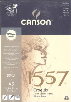 Bloc Canson  pour  croquis  120g/m2, 50 fles No 1557