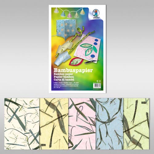 [94.448] Papier bambou assortiment 5 feuilles 35g/m2, 23 x 33cm