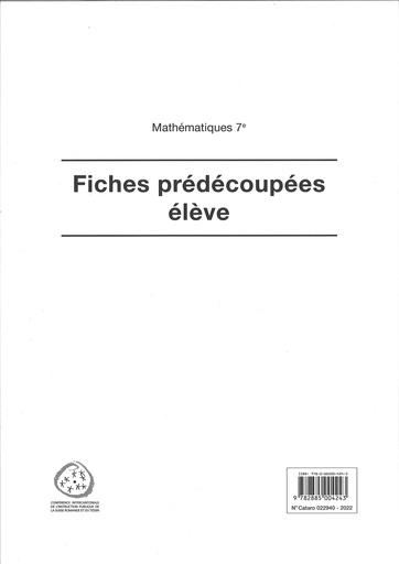 [12549] Mathématiques 7e, fiches prédécoupées élève, cartonnées  (CATARO 022940)