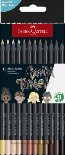 [91.452] Crayons de couleur Black Edition couleur peau 12 pces